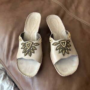 Clarks Women's Beige Beaded Sandals